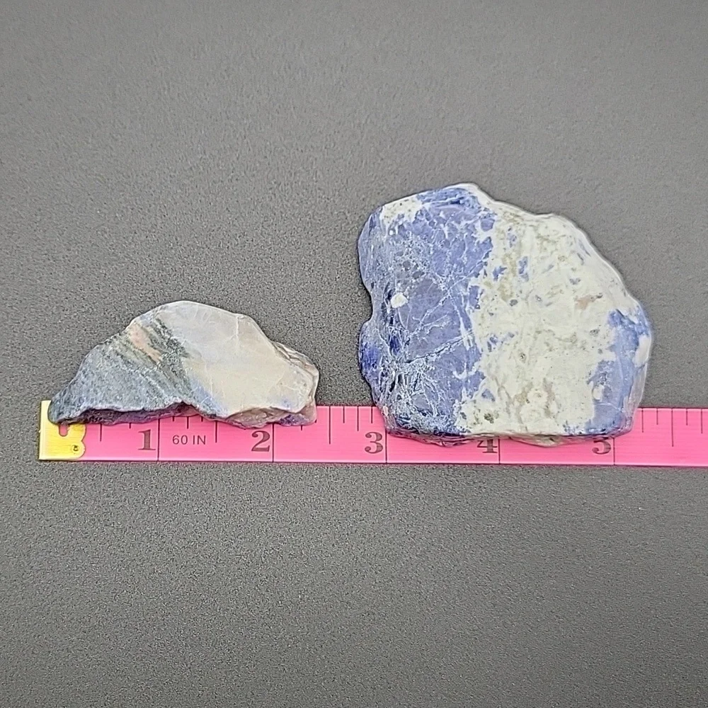 Lot of 2 pieces Raw Slab Blue White Sodalite Gemstone Polished Gemstone